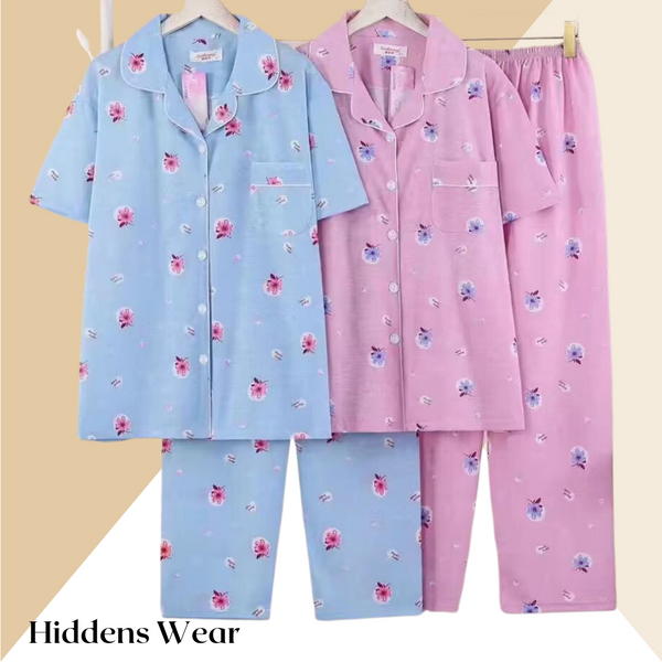 Summer Breathable Cotton Night Dress Pajama- 6001