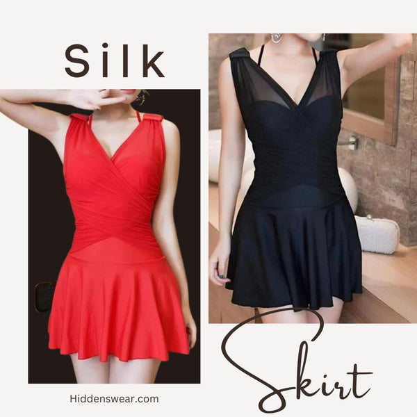 Branded Cross Stitch Silk Skirt Red/Black